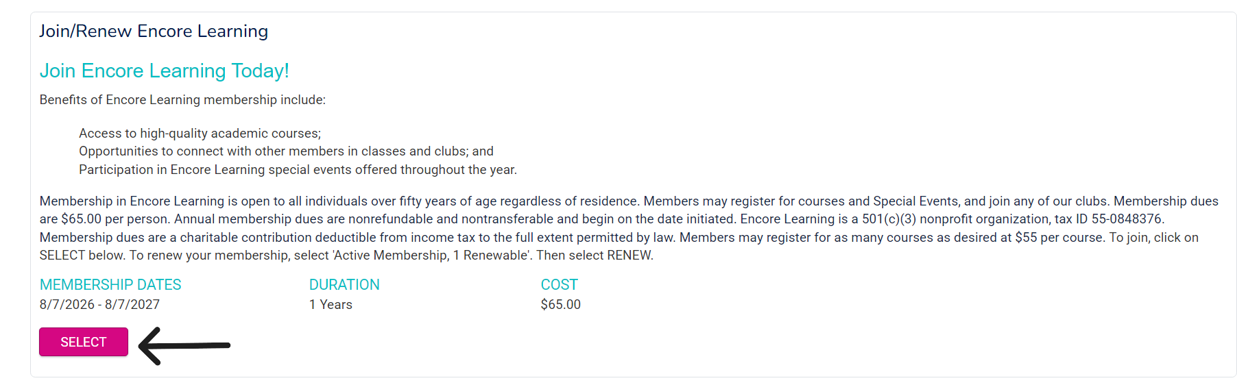 picture showing how to start the membership renewal process